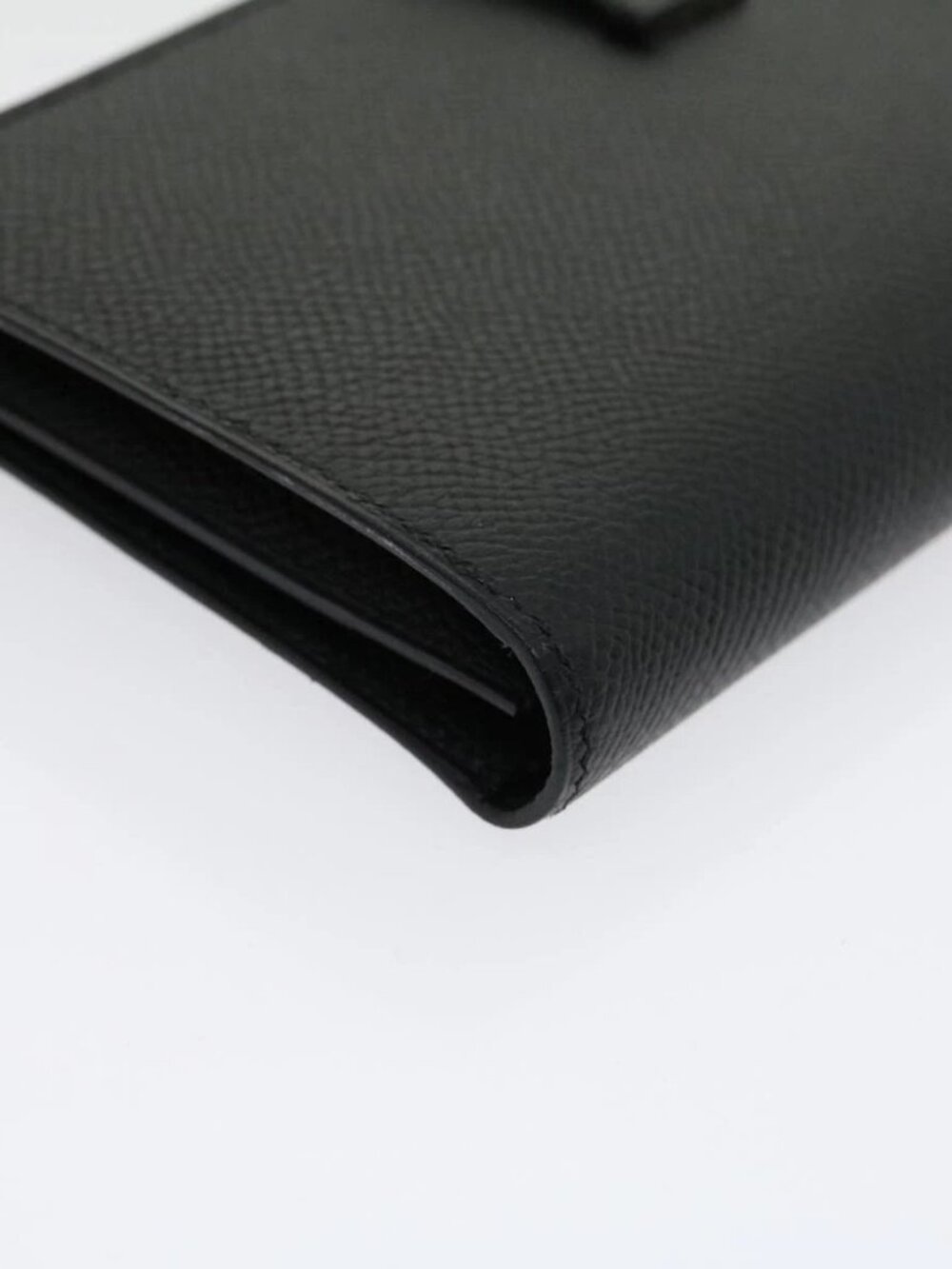 HERMES Bean souffl Long Wallet SilverMetal Black Auth 30947SM - Picture 7 of 16